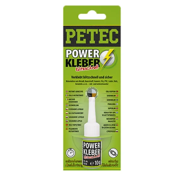 PETEC Power Kleber blitzschnell 10 g Flasche SB-Karte